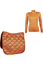2022 HKM Womens Summer Milano Functional Shirt & Allure Saddle Cloth Bundle - Orange